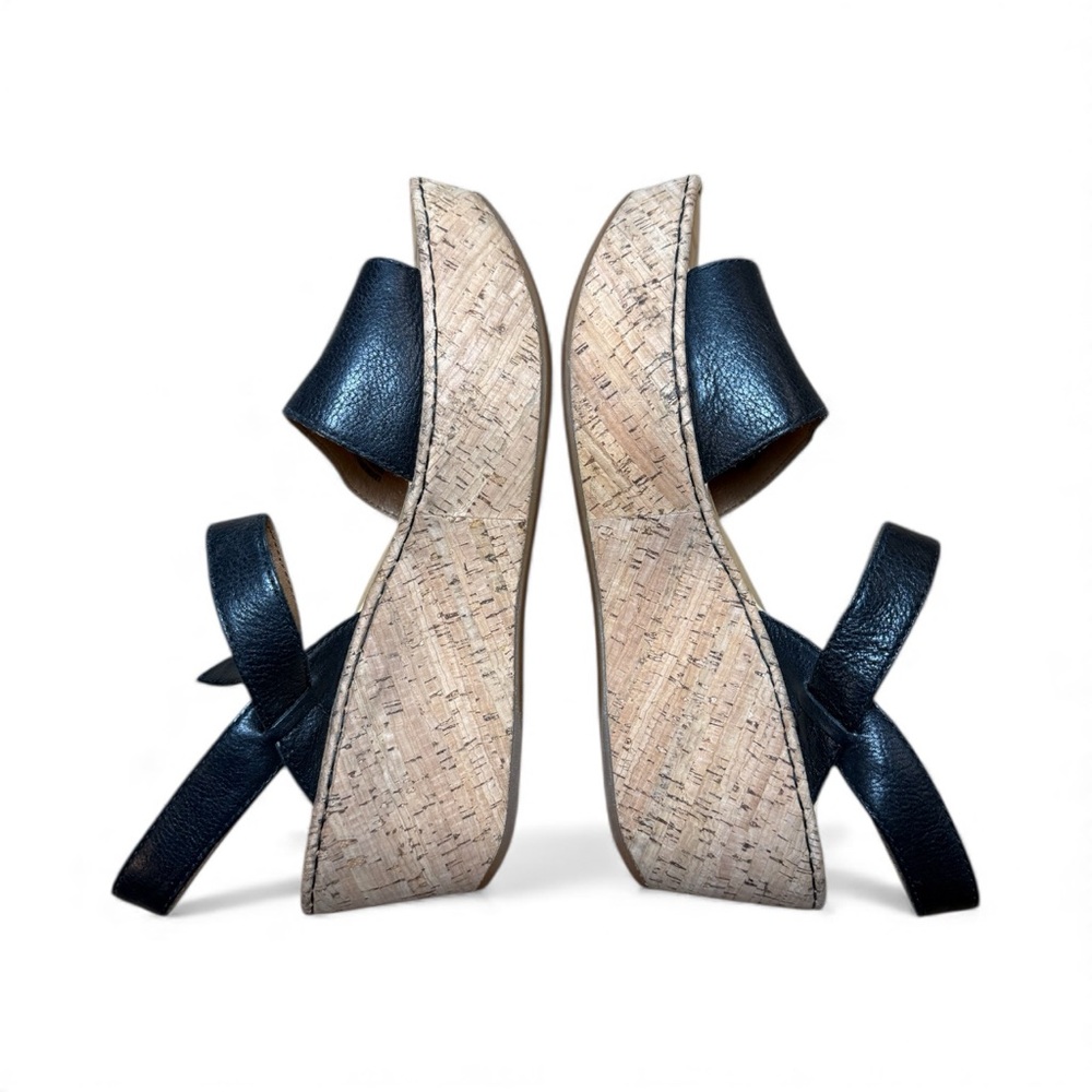 Born Black Leather Cork Wedge Sandals - Picture 8 of 15